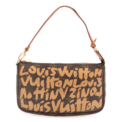 Louis Vuitton Monogram Graffiti Pochette Soir Pouch Handbag Peach