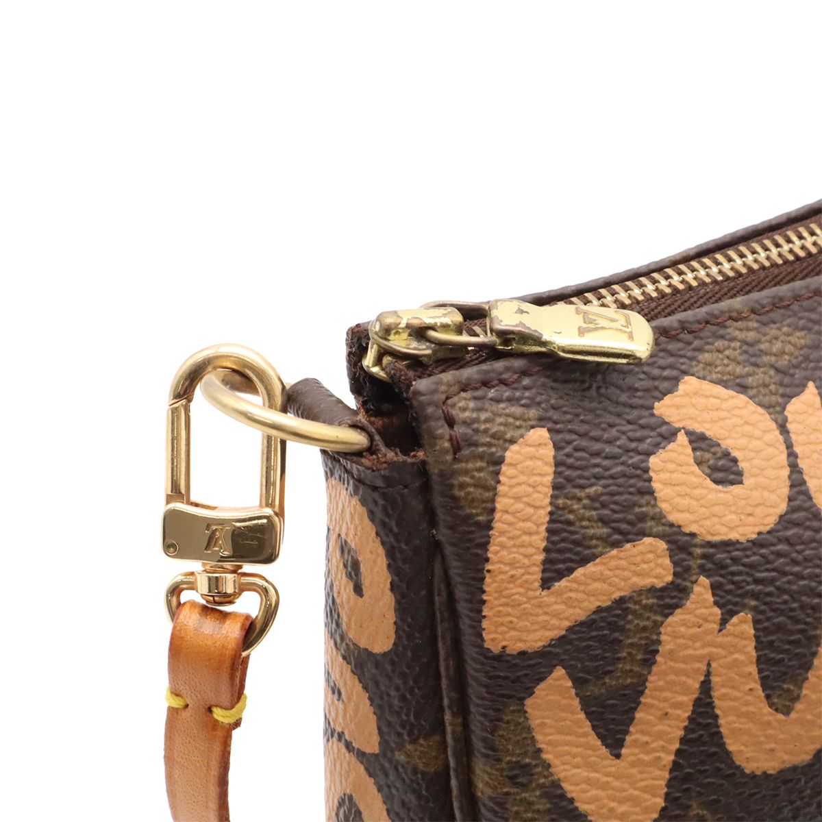 Louis Vuitton Monogram Graffiti Pochette Soir Pouch Handbag Peach — view 5