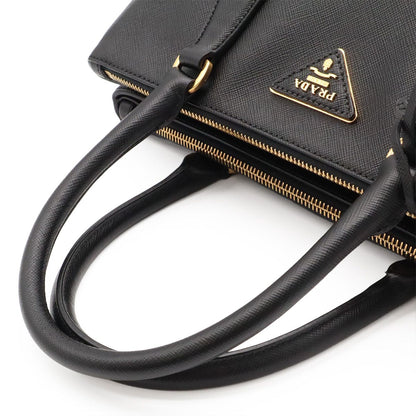 Prada Triangle Logo Galleria Midi Handbag 2-Way Shoulder Saffiano Leather Nero — view 4