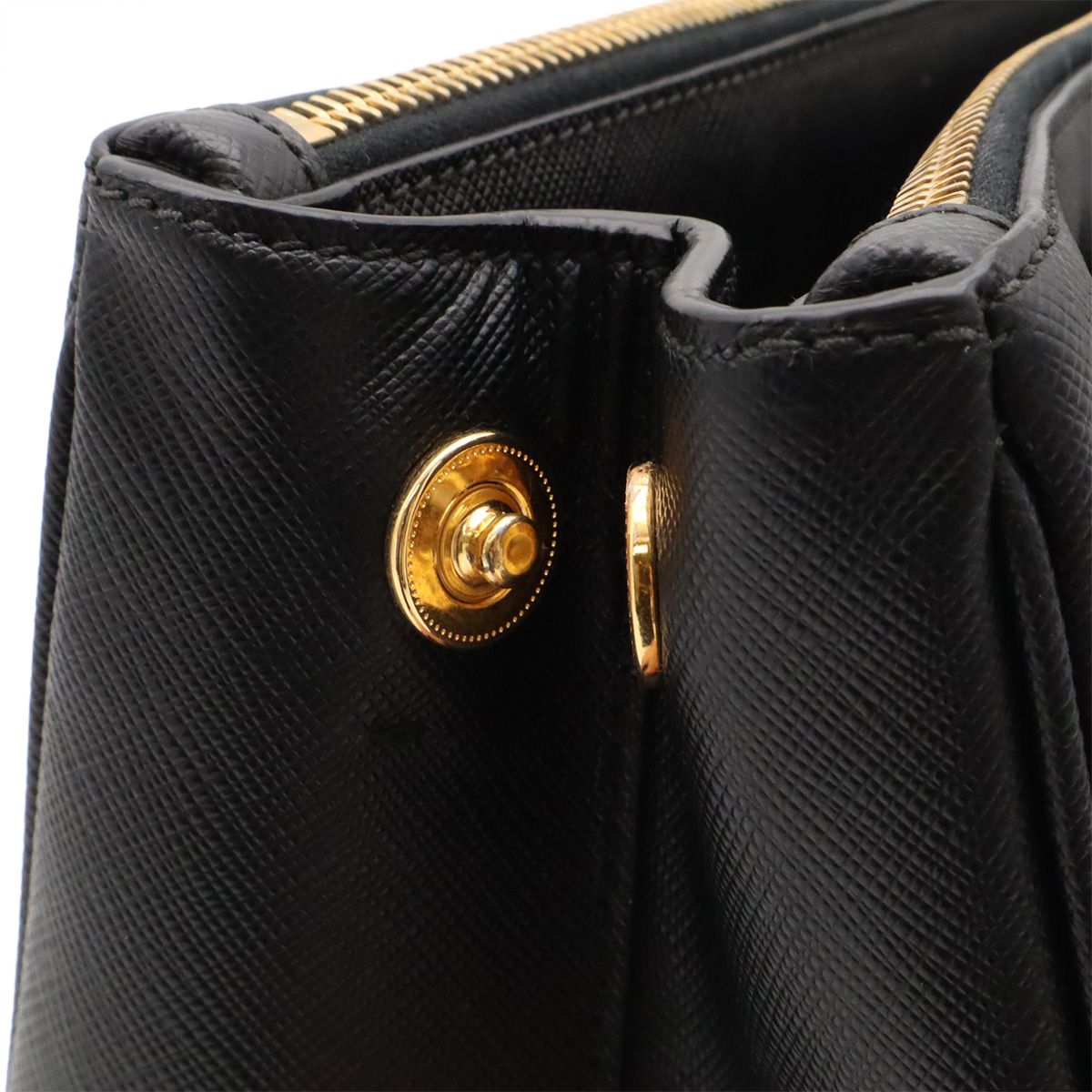 Prada Triangle Logo Galleria Midi Handbag 2-Way Shoulder Saffiano Leather Nero — view 7