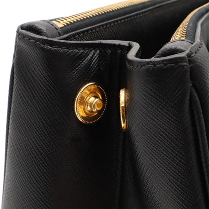 Prada Triangle Logo Galleria Midi Handbag 2-Way Shoulder Saffiano Leather Nero — view 7