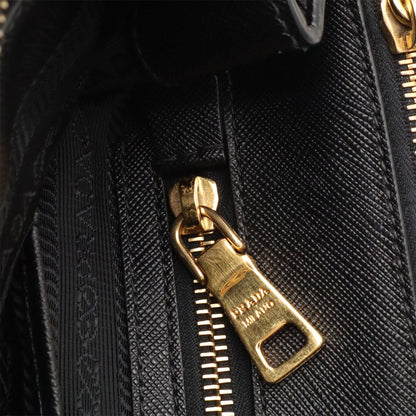 Prada Triangle Logo Galleria Midi Handbag 2-Way Shoulder Saffiano Leather Nero — view 8