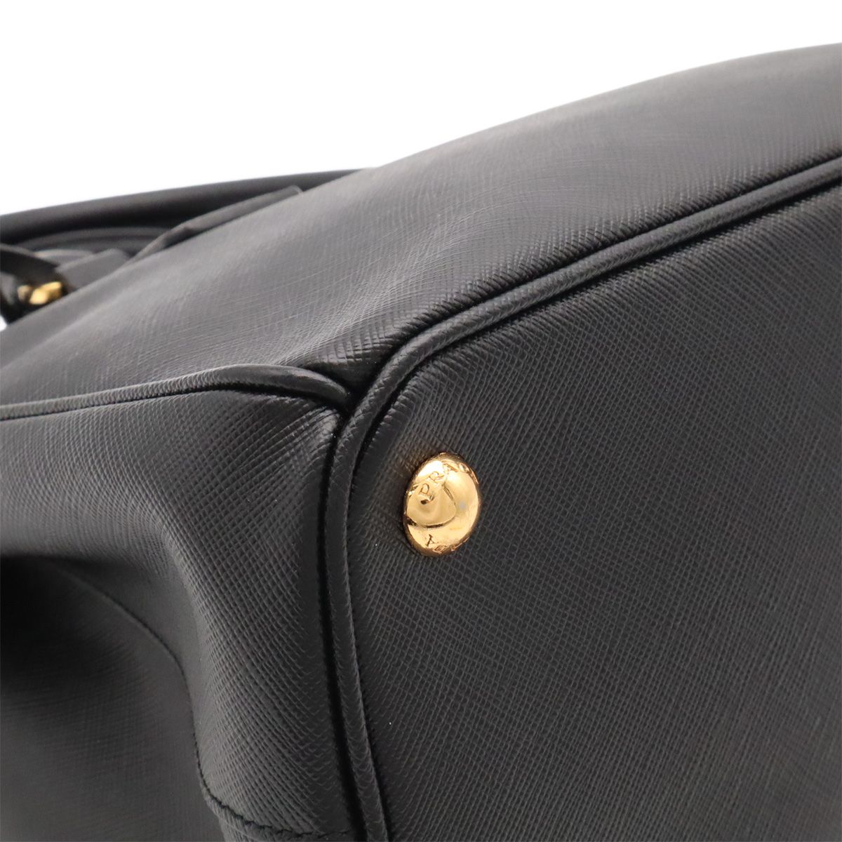 Prada Triangle Logo Galleria Midi Handbag 2-Way Shoulder Saffiano Leather Nero — view 3