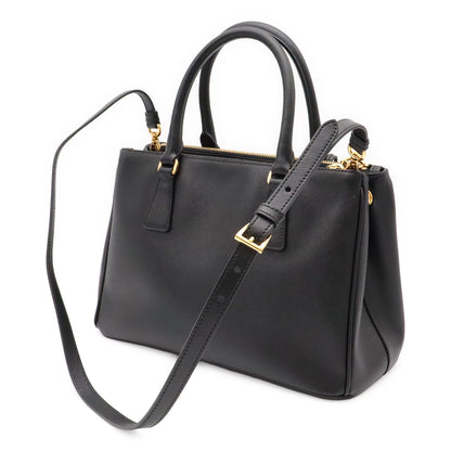Prada Triangle Logo Galleria Midi Handbag 2-Way Shoulder Saffiano Leather Nero — view 2