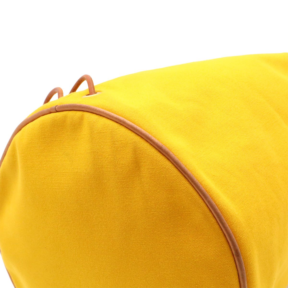 Hermes Polochon Mimile GM Shoulder Bag Drawstring Canvas Leather Yellow — view 3