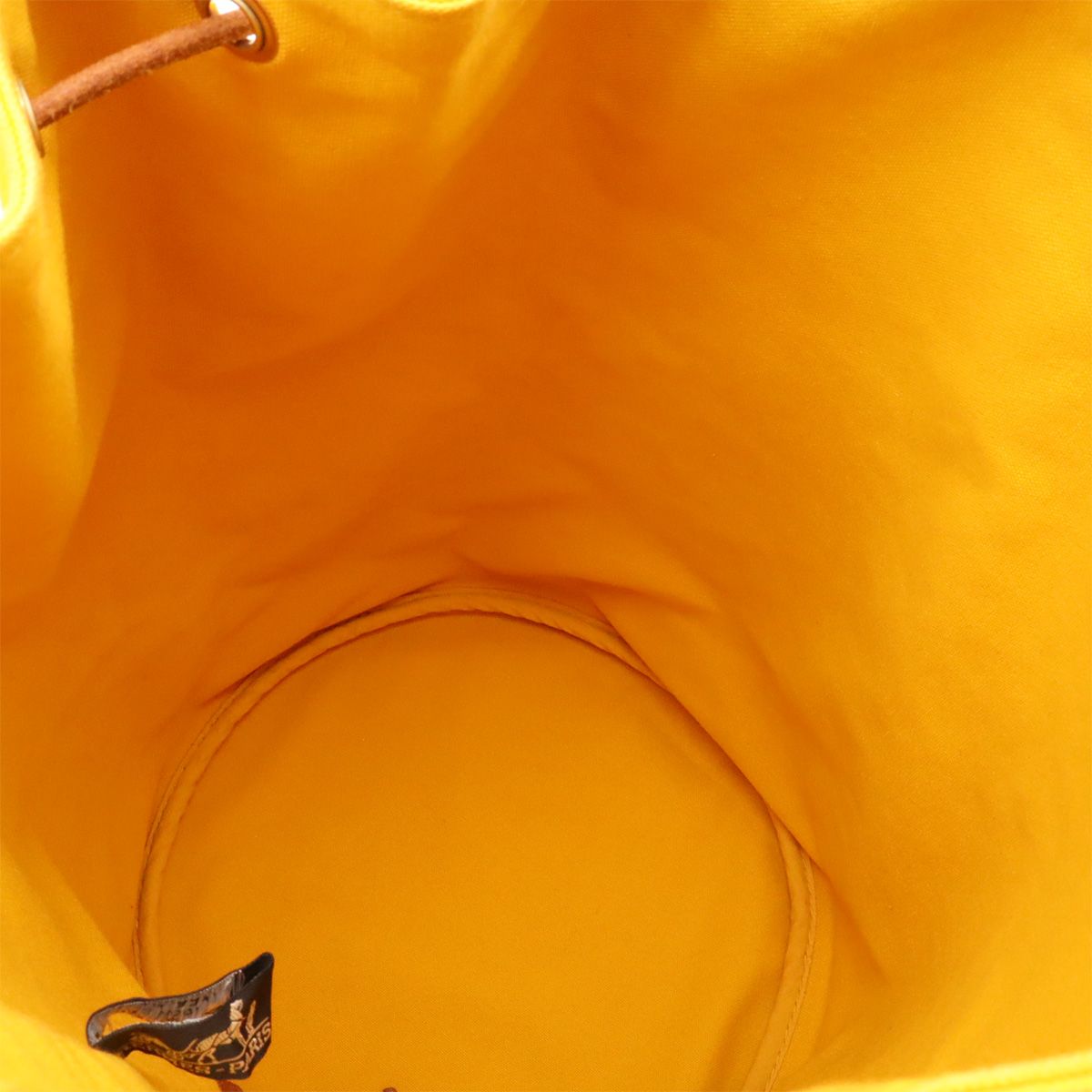 Hermes Polochon Mimile GM Shoulder Bag Drawstring Canvas Leather Yellow — view 7
