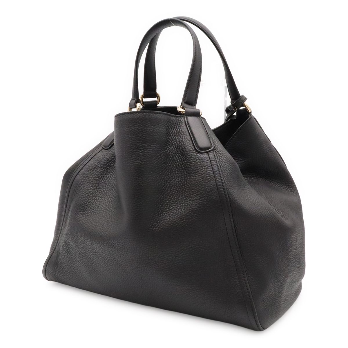 Gucci Soho Cellarius Tote Bag Shoulder Tassel Fringe Leather Black Gold — view 2