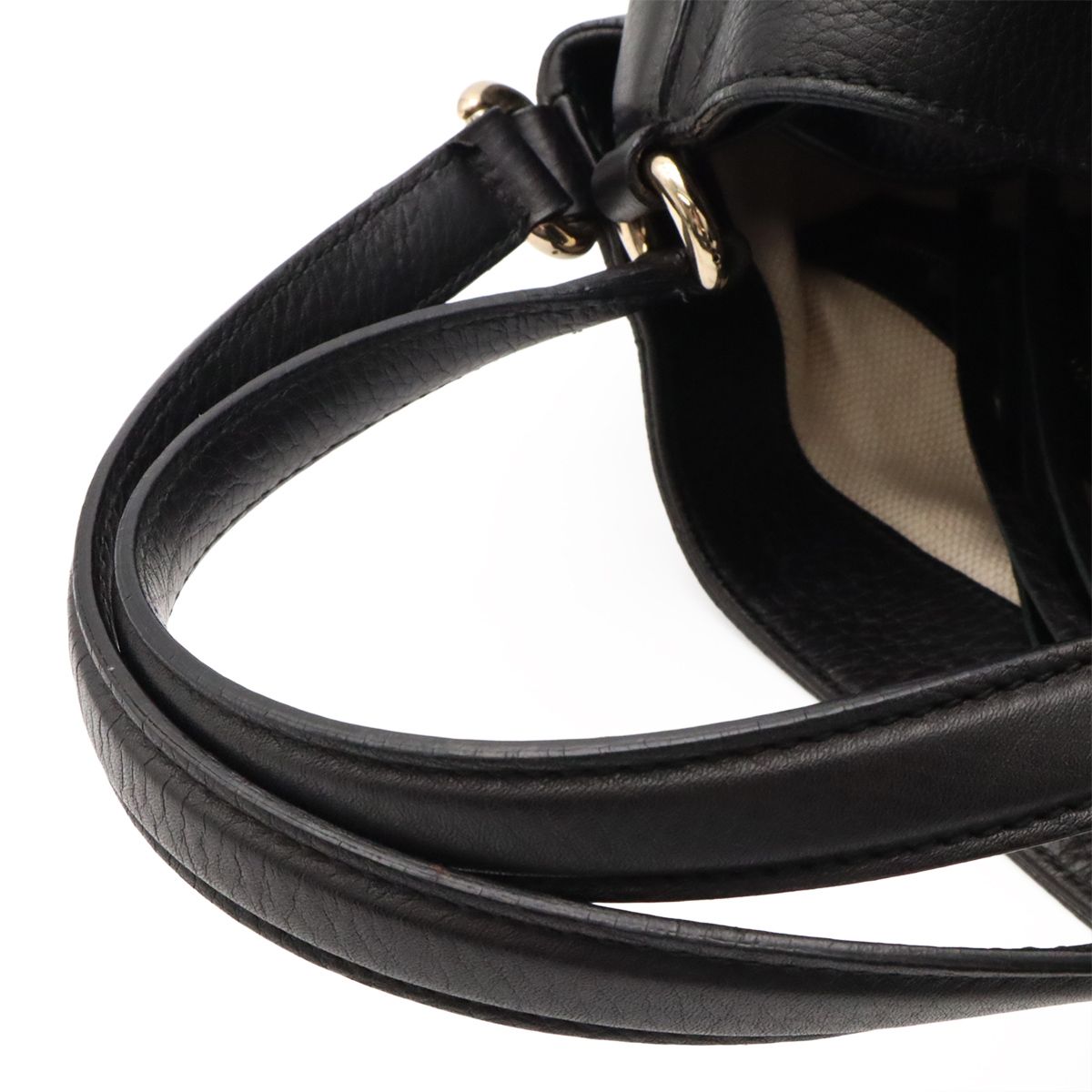 Gucci Soho Cellarius Tote Bag Shoulder Tassel Fringe Leather Black Gold — view 4