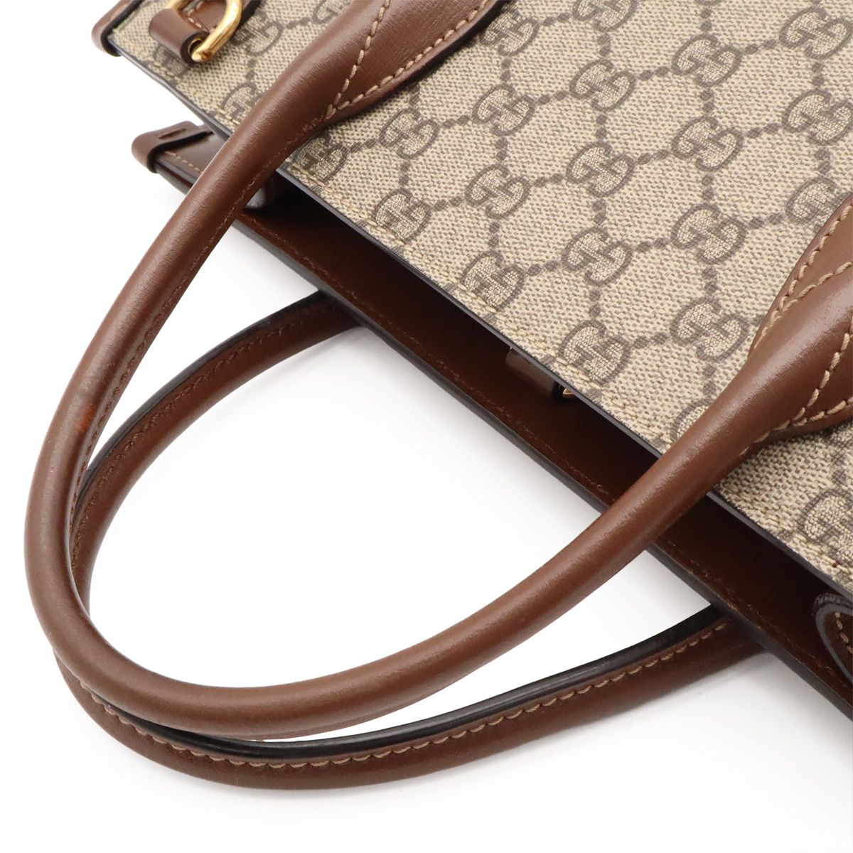 Gucci GG Small Tote Supreme 2-Way Shoulder Bag Crossbody Ivory Brown — view 4