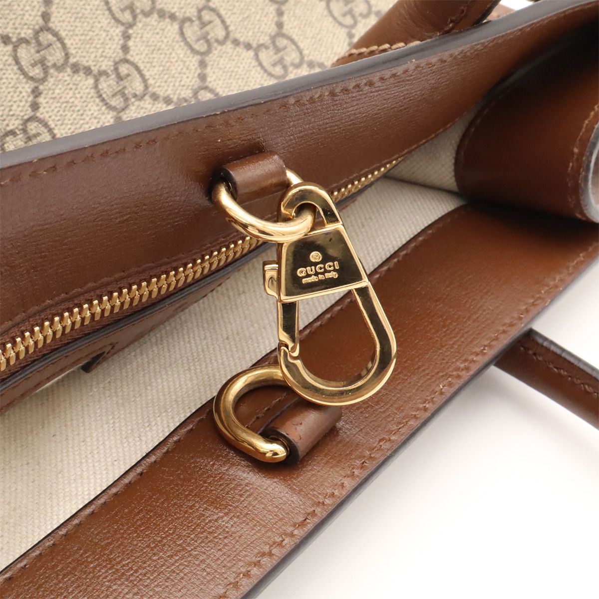 Gucci GG Small Tote Supreme 2-Way Shoulder Bag Crossbody Ivory Brown — view 7