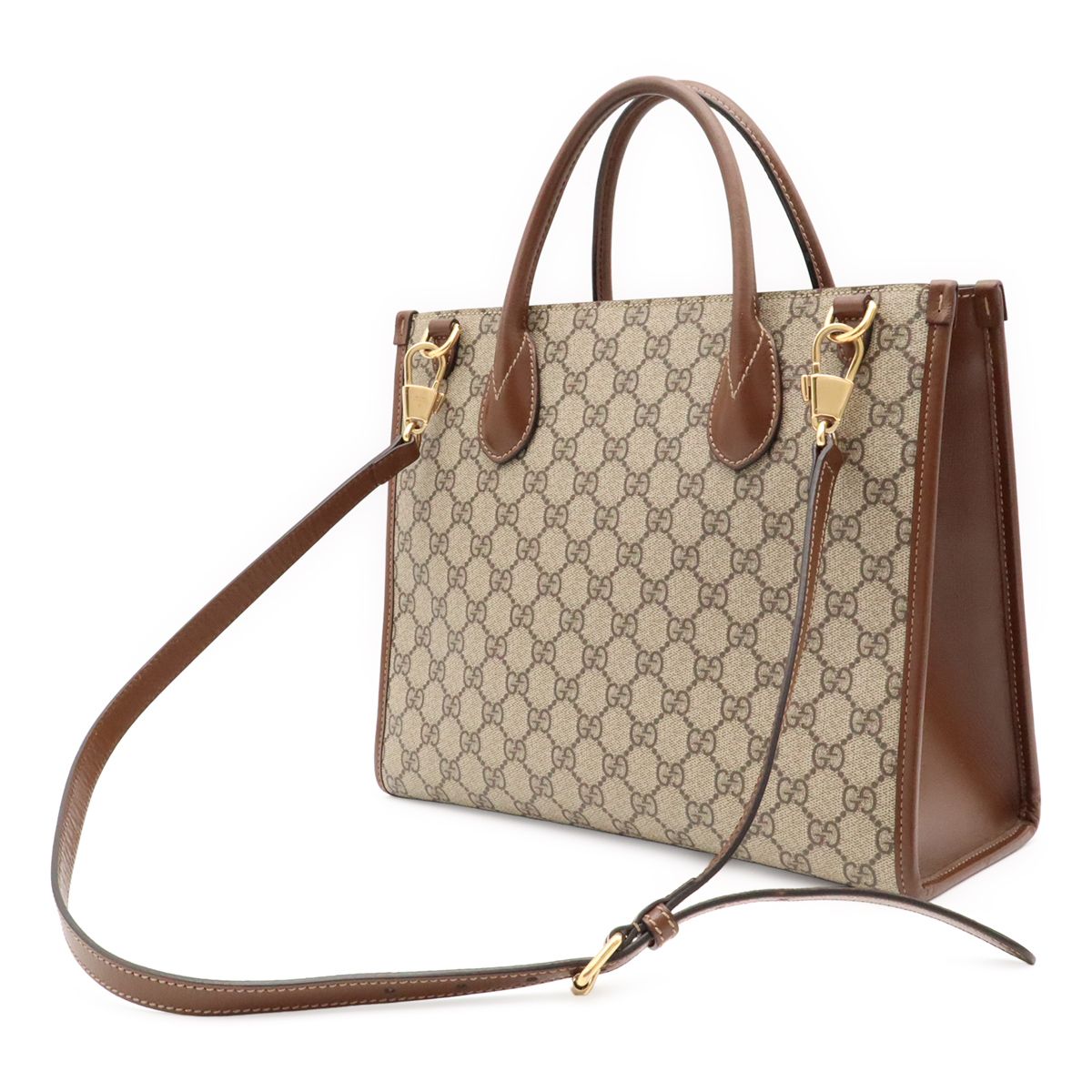 Gucci GG Small Tote Supreme 2-Way Shoulder Bag Crossbody Ivory Brown — view 2