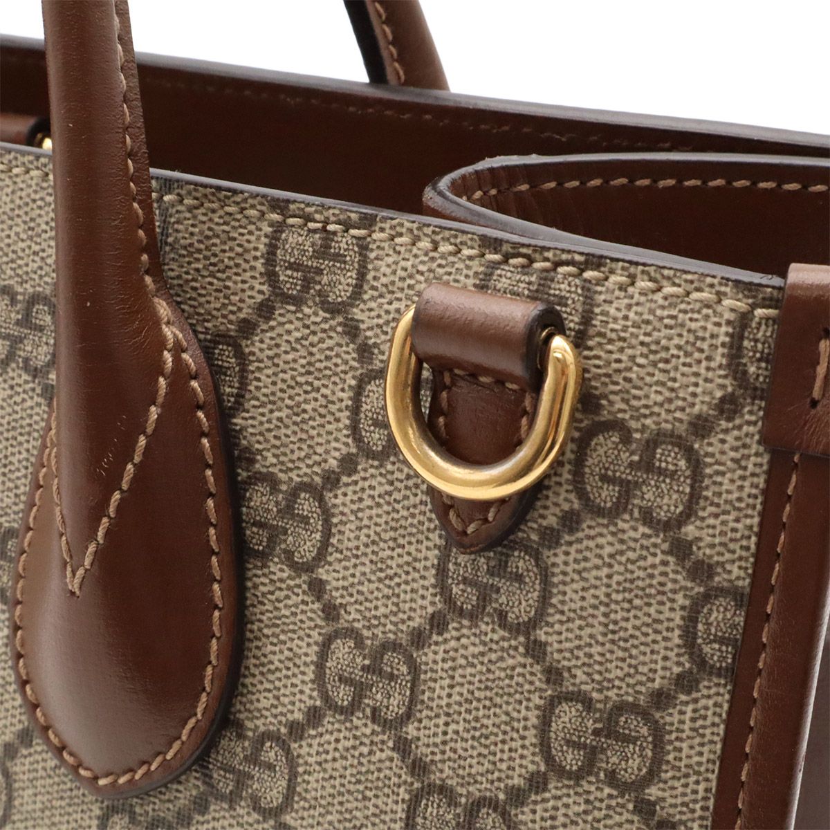 Gucci GG Small Tote Supreme 2-Way Shoulder Bag Crossbody Ivory Brown — view 6