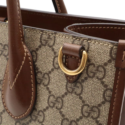 Gucci GG Small Tote Supreme 2-Way Shoulder Bag Crossbody Ivory Brown — view 6