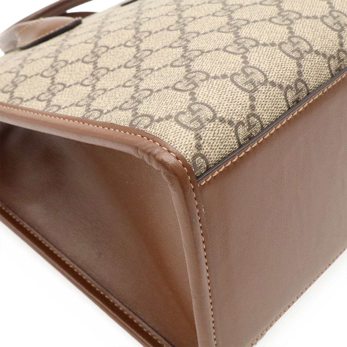 Gucci GG Small Tote Supreme 2-Way Shoulder Bag Crossbody Ivory Brown — view 3