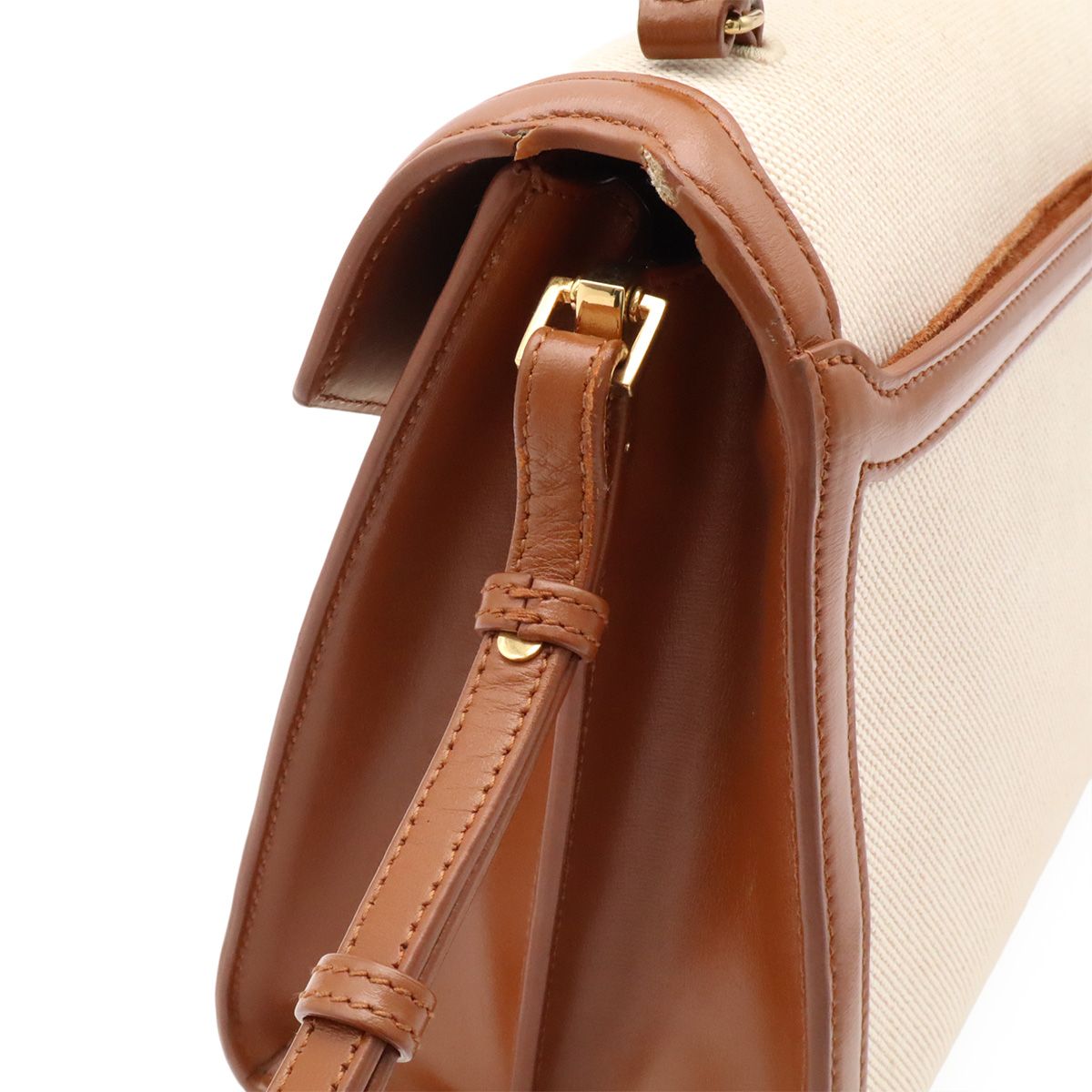 Saint Laurent Paris Cassandra Top Handle Bag Handbag Leather Natural Brown — view 5