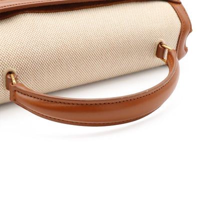 Saint Laurent Paris Cassandra Top Handle Bag Handbag Leather Natural Brown — view 4