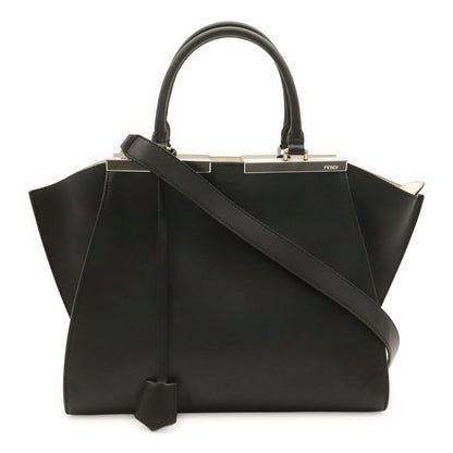 Fendi 2-Way Shoulder Bag Leather Black Silver