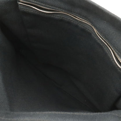 Hermes Sac Aline Backpack 2-Way Shoulder Bag Toile Chevron Leather Black Brown — view 6
