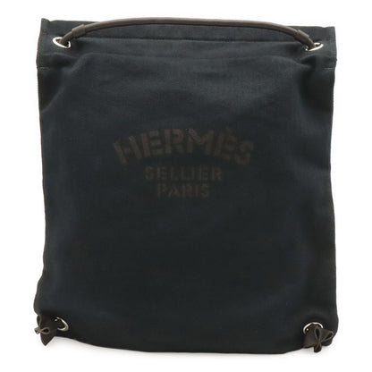 Hermes Sac Aline Backpack 2-Way Shoulder Bag Toile Chevron Leather Black Brown