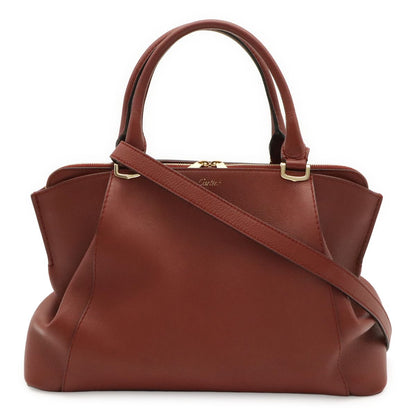 Cartier C de Cartier 2-Way Shoulder Bag Crossbody Leather Bordeaux Gold