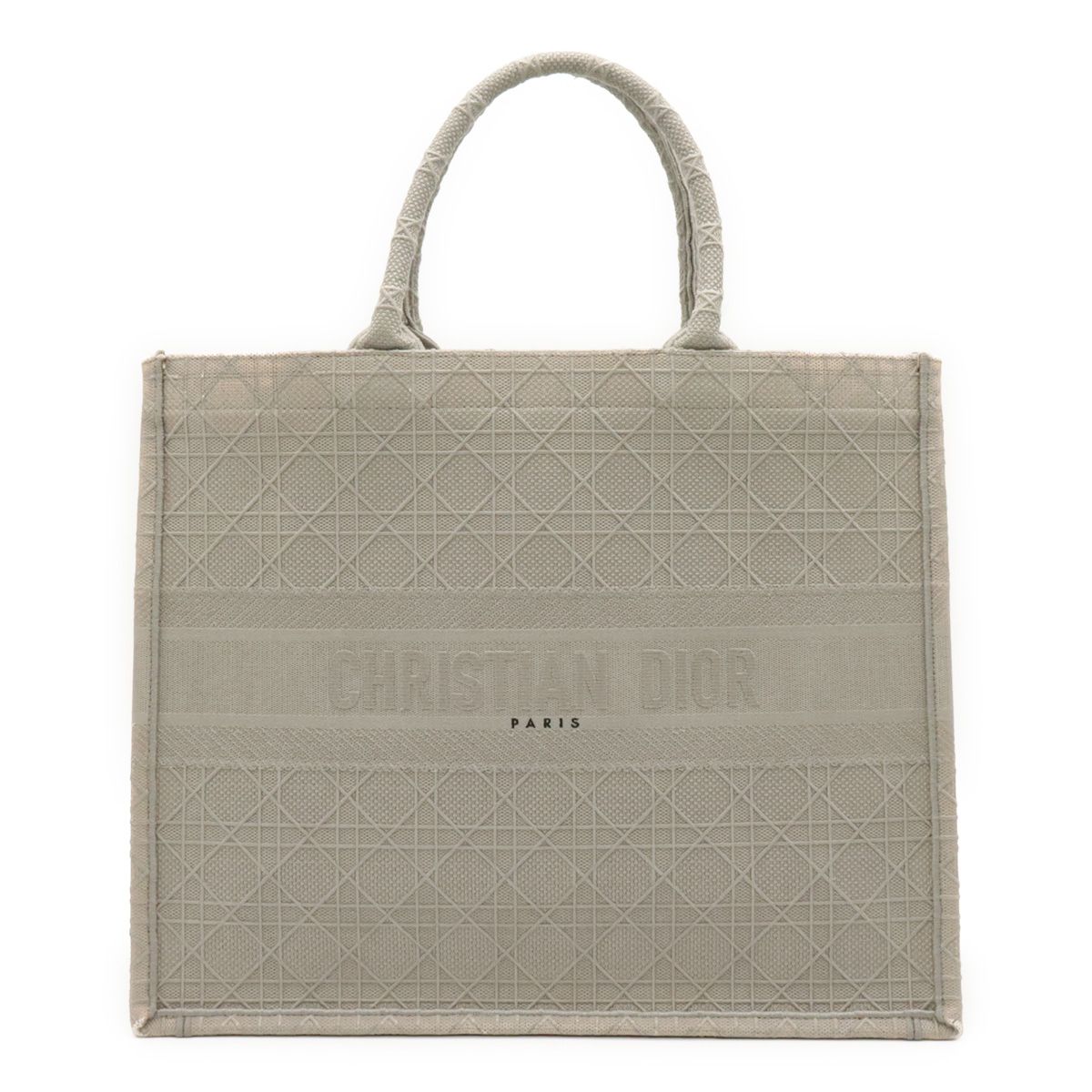 Dior Book Tote Bag Large Cannage Canvas Gray