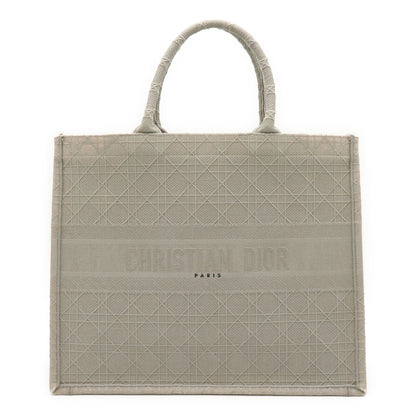 Dior Book Tote Bag Large Cannage Canvas Gray