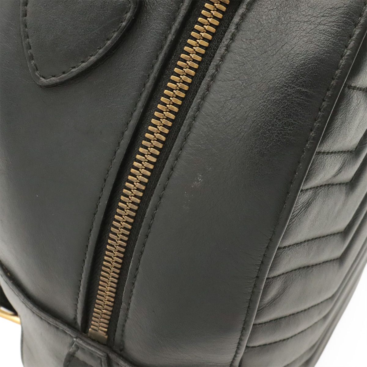 Gucci GG Marmont Backpack Quilted Leather Black Gold — view 4
