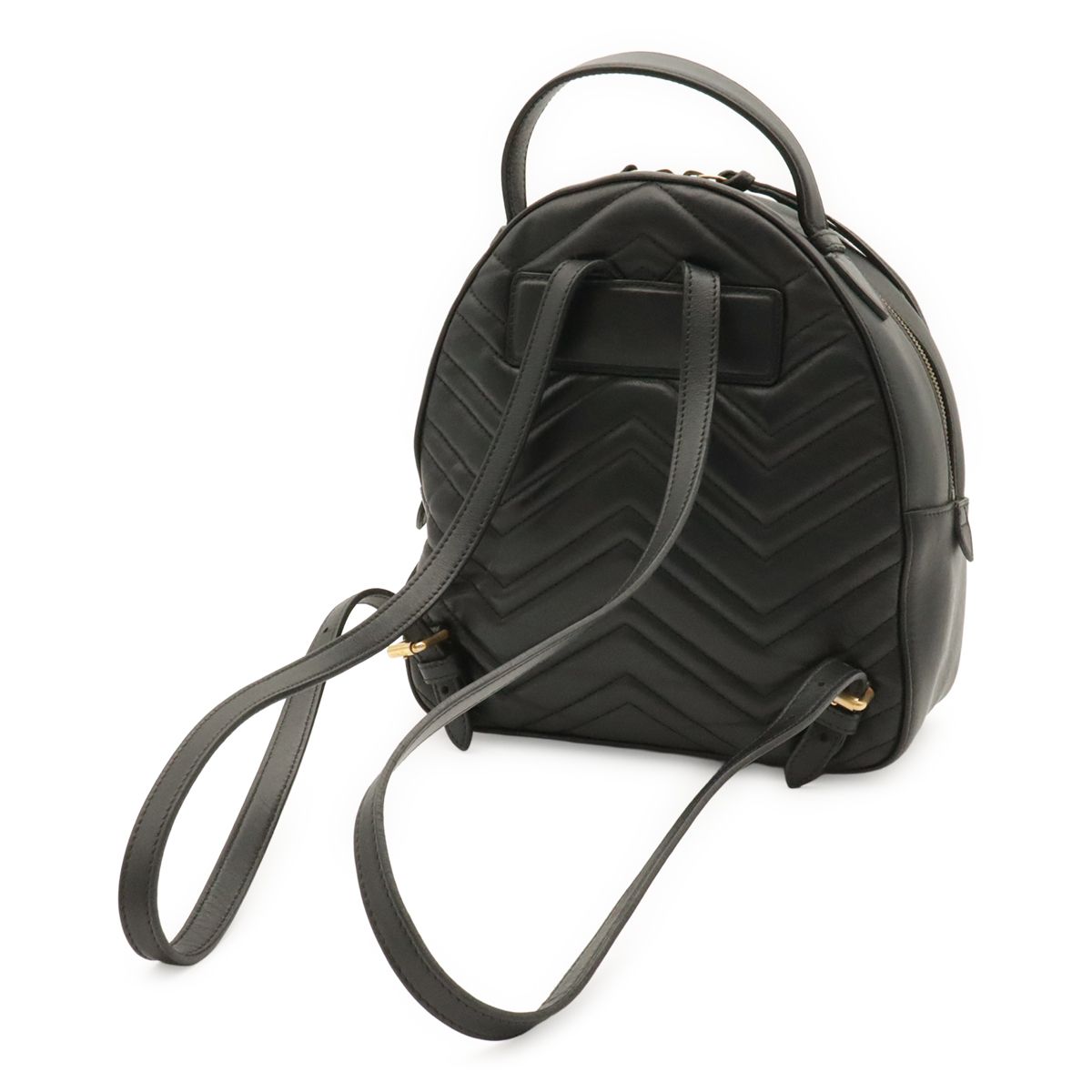 Gucci GG Marmont Backpack Quilted Leather Black Gold — view 2