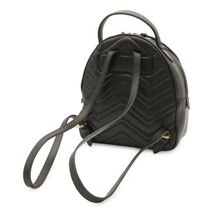 Gucci GG Marmont Backpack Quilted Leather Black Gold — view 2