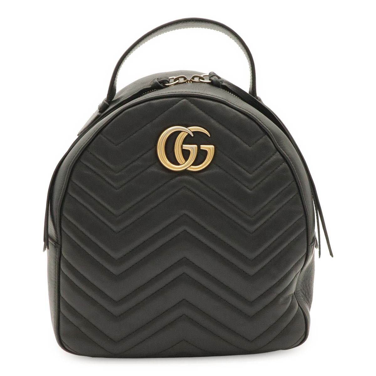 Gucci GG Marmont Backpack Quilted Leather Black Gold