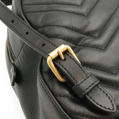 Gucci GG Marmont Backpack Quilted Leather Black Gold — view 6