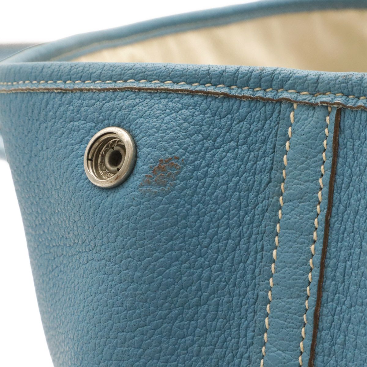 Hermes Garden Party PM Tote Shoulder Bag Negonda Leather Blue Jean Light Silver — view 6
