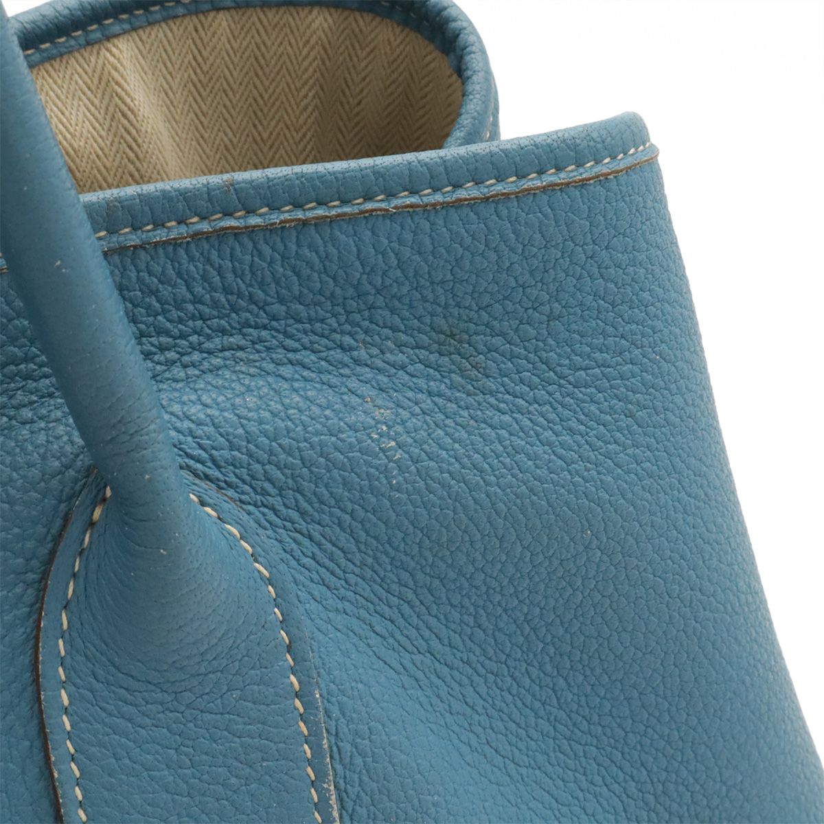 Hermes Garden Party PM Tote Shoulder Bag Negonda Leather Blue Jean Light Silver — view 4