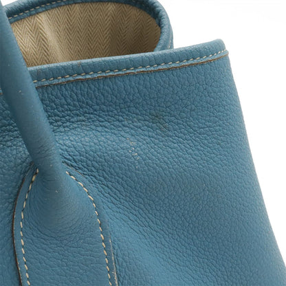 Hermes Garden Party PM Tote Shoulder Bag Negonda Leather Blue Jean Light Silver — view 4
