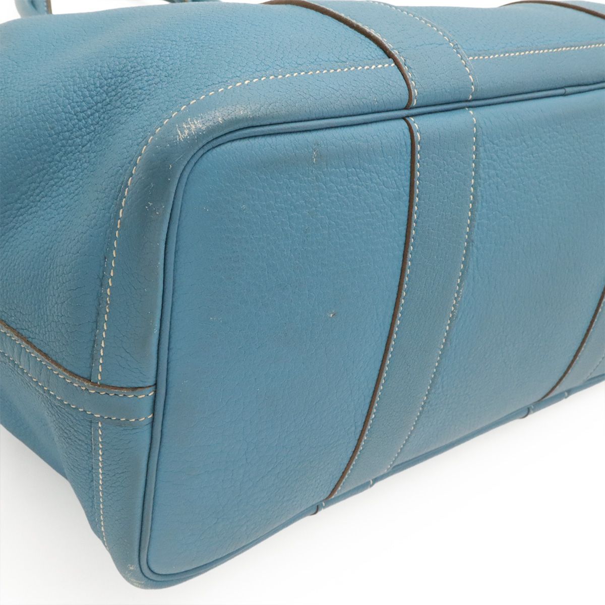 Hermes Garden Party PM Tote Shoulder Bag Negonda Leather Blue Jean Light Silver — view 3