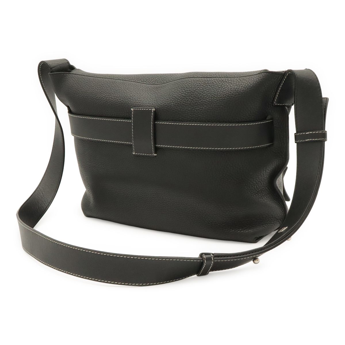 Loewe Anagram Belt Collection Messenger Shoulder Bag Leather Black Silver — view 2
