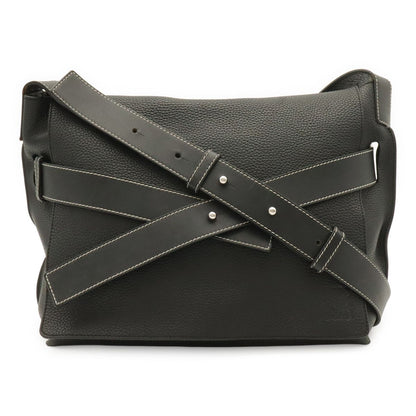 Loewe Anagram Belt Collection Messenger Shoulder Bag Leather Black Silver