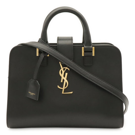 Saint Laurent Paris YSL Baby Cabas 2-Way Shoulder Bag Leather Black