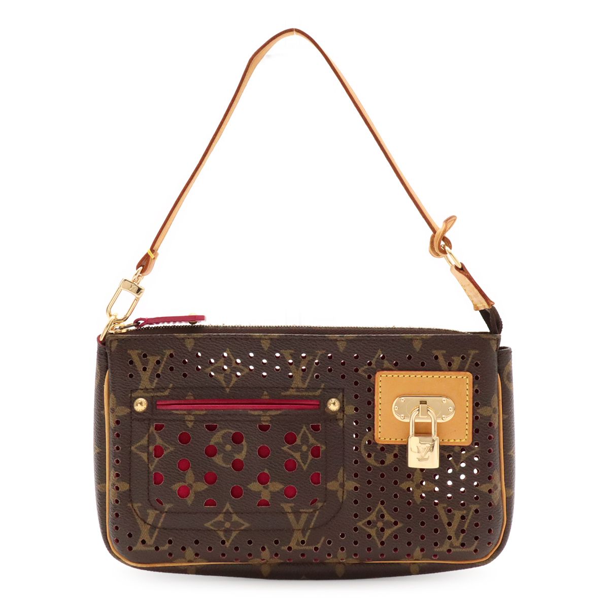 Louis Vuitton Monogram Perfo Pochette Soir Pouch Handbag Fuchsia