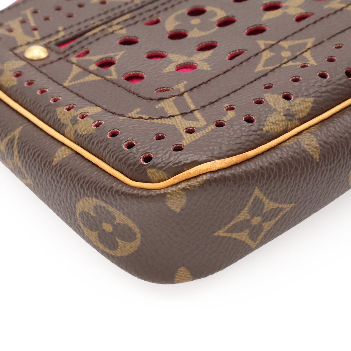 Louis Vuitton Monogram Perfo Pochette Soir Pouch Handbag Fuchsia — view 3