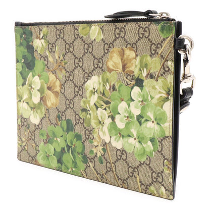 Gucci GG Blooms Supreme Clutch Flower Floral Pattern Leather Khaki Beige Green — view 2