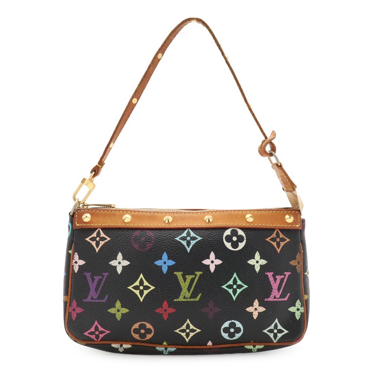 Louis Vuitton Monogram Multicolor Pochette Soir Pouch Case Noir Black