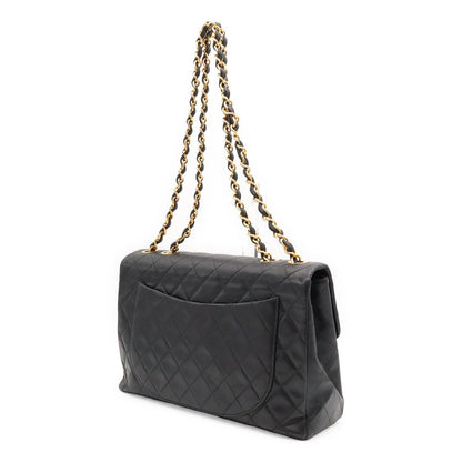 Chanel Maxi Quilted CC Logo Chain Shoulder Bag 2-Way Leather Black Gold — view 2