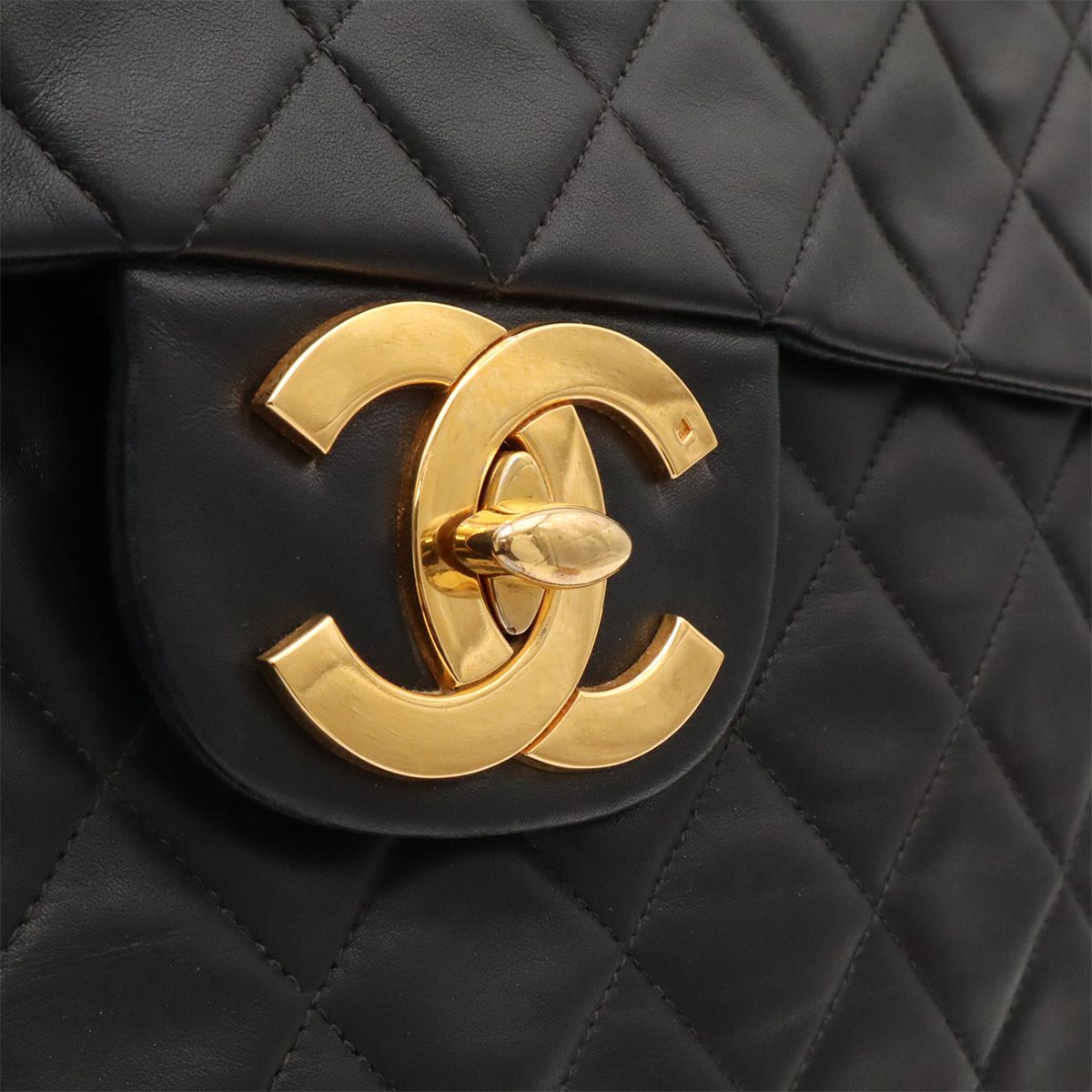 Chanel Maxi Quilted CC Logo Chain Shoulder Bag 2-Way Leather Black Gold — view 5