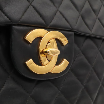 Chanel Maxi Quilted CC Logo Chain Shoulder Bag 2-Way Leather Black Gold — view 5
