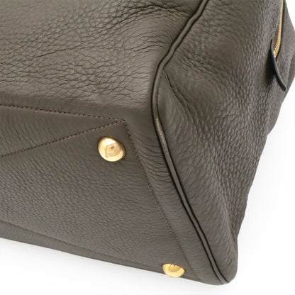 Hermes Victoria 43 Boston Bag Purse Taurillon Clemence Leather Dark Olive — view 3