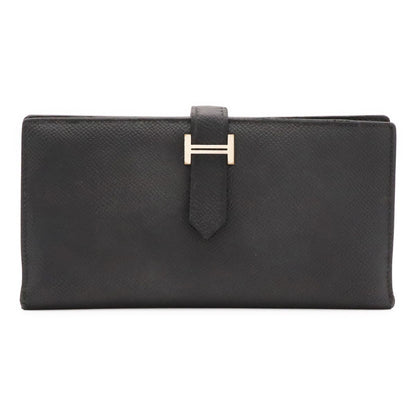 Hermes Bearn Soufflet Wallet Bifold Veau Epsom Black Silver