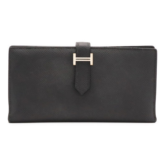 Hermes Bearn Soufflet Wallet Bifold Veau Epsom Black Silver