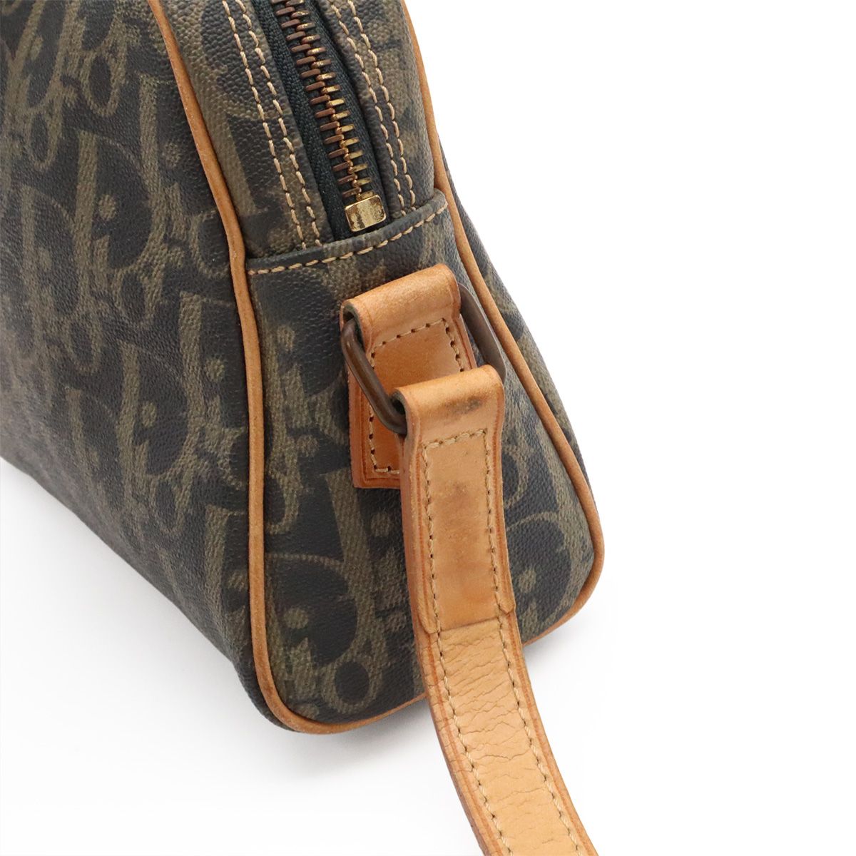 Dior Trotter Shoulder Bag Pochette Crossbody Leather Charcoal Gray Beige — view 6