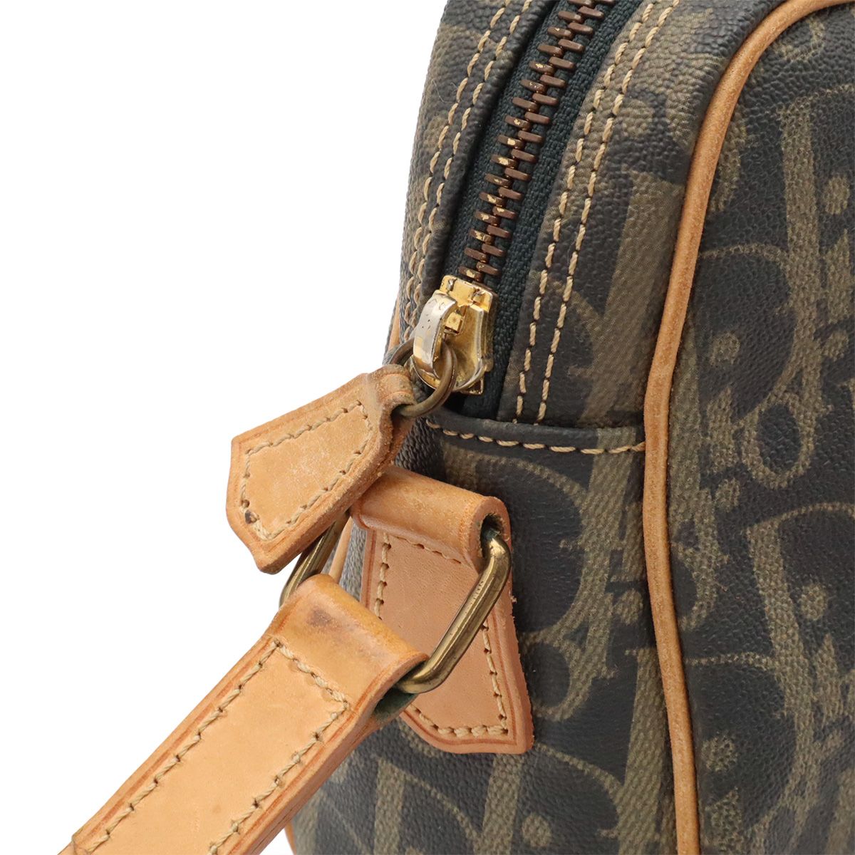Dior Trotter Shoulder Bag Pochette Crossbody Leather Charcoal Gray Beige — view 5